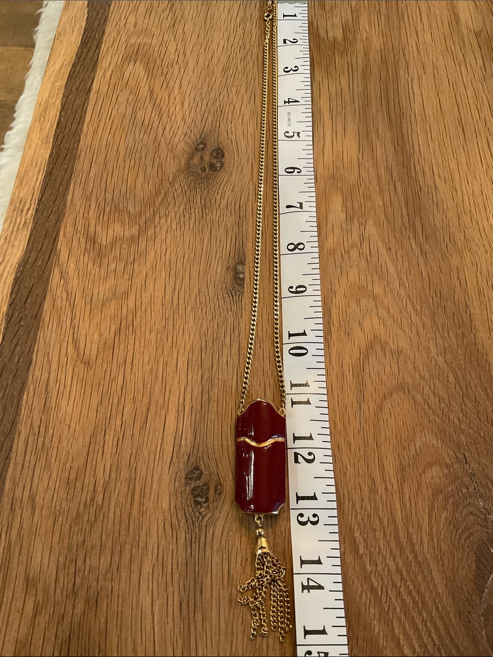 Vintage Avon Lipstick Holder Deep Red Tassel Pendant Necklace 1970’s - Picture 5 of 5